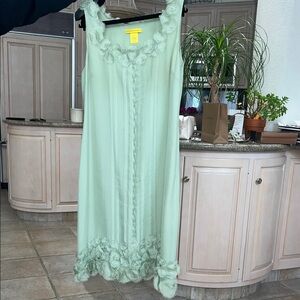 Catherine Malandrino -Mint Green Sleeveless Dress with Floral Accents